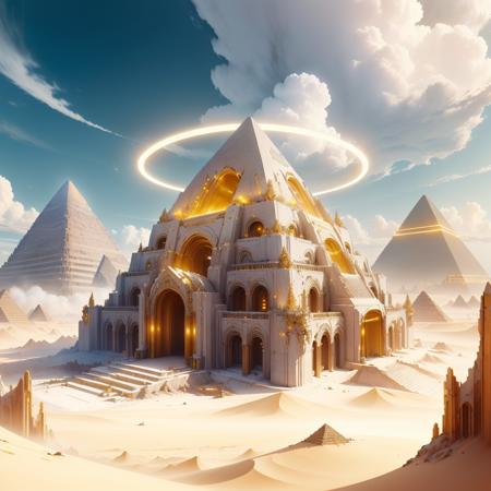 07673-12345-, blessedtech ,scifi,radiant, golden,_ desert, pyramid _(structure_),blue sky,.png